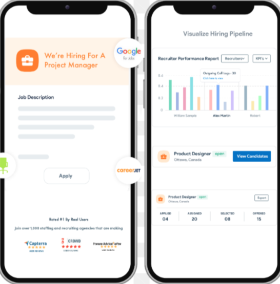 Picture of mobile phone view. Recruit CRM Review 2025, Key Features, Pros & Cons for Recruitment Agencies Picture of mobile phone view. Recruit CRM Review 2025, Key Features, Pros & Cons for Recruitment Agencies