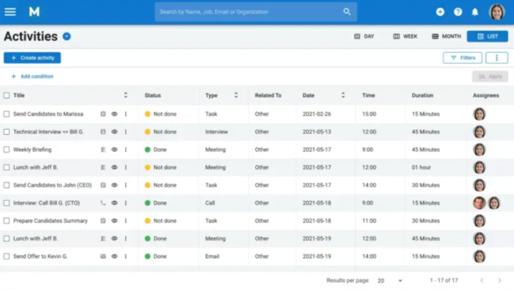picture of the The collaborative To-Do List feature in Manatal. Manatal ATS Review 2025: Features, Pricing, Pros & Cons